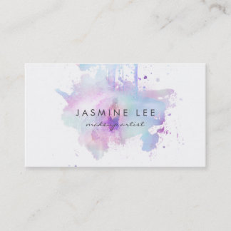 Carte De Visite grunge moderne chic de bleu d'aquarelle de