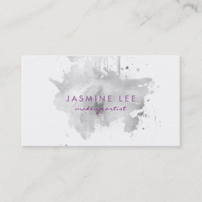 Carte De Visite grunge moderne chic de gris d'aquarelle de (Devant)