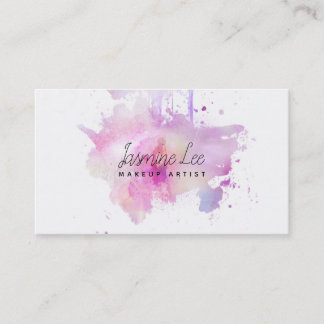 Carte De Visite grunge moderne chic de pourpre d'aquarelle de