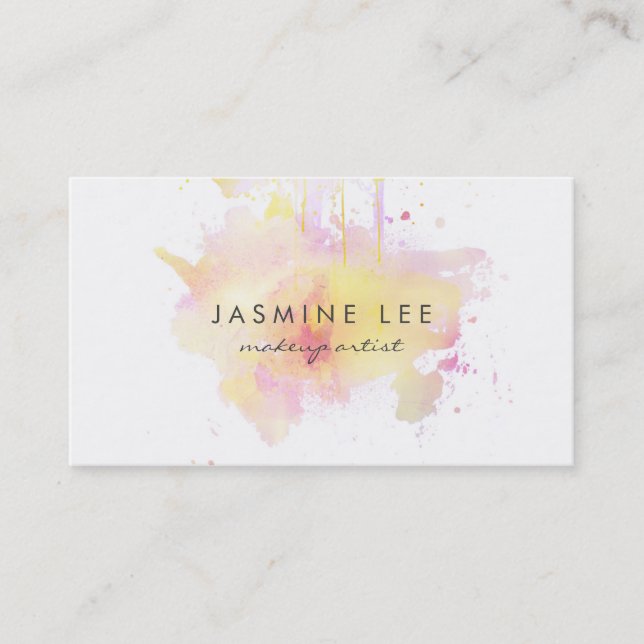 Carte De Visite grunge moderne chic de rose d'aquarelle de (Devant)