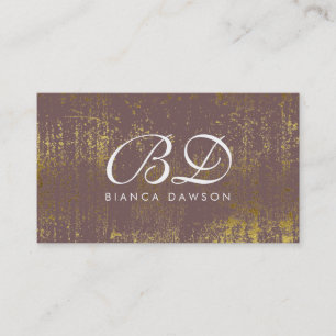 Carte De Visite Grunge Or Script Monogramme fantaisie