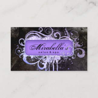 Carte De Visite Grunge Parties scintillant Salon Spa Black Purple