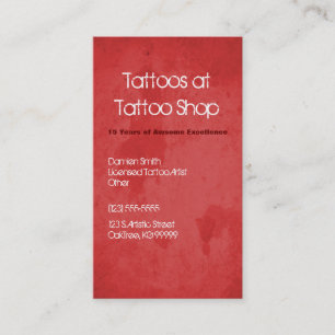 Carte de visite grunge rouge de profil de tatouage