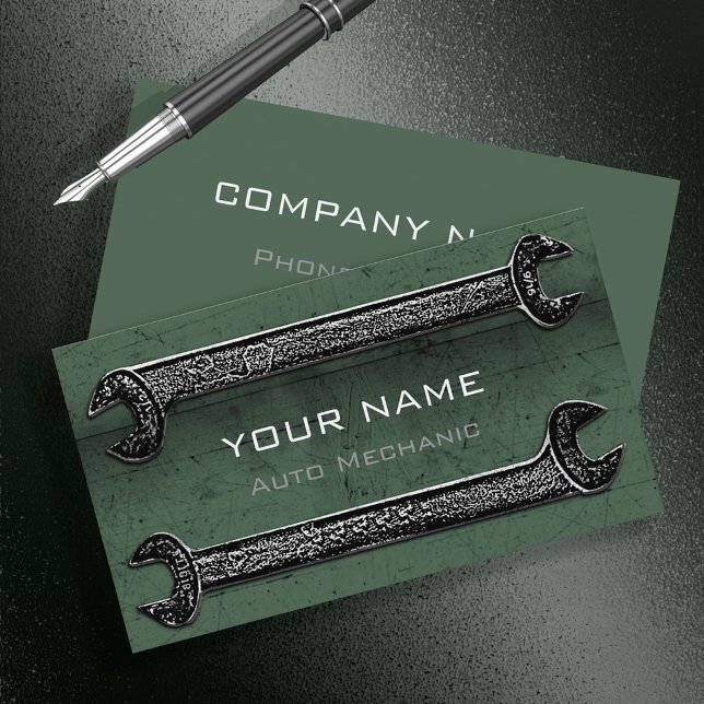 Carte De Visite Grunge Wrenches Green ID321 (Créateur téléchargé)