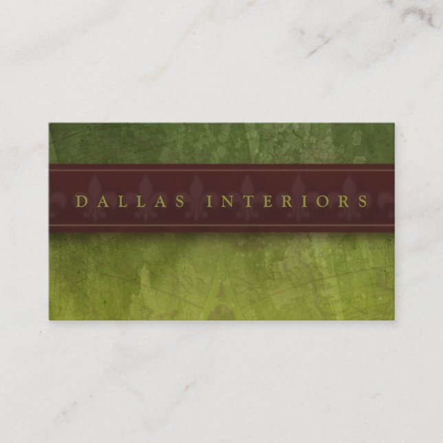 Carte De Visite Grungy Texturé Vert et Brown (Devant)