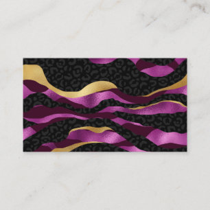 Carte De Visite Guépard Violet Noir Motif Léopard Noir