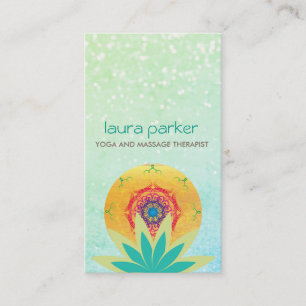 Carte De Visite Guérison verte de yoga de logo de mandala de fleu