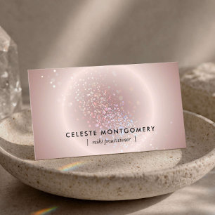 Carte De Visite Guérisseur Reiki Blush Rose Moderne Lueur Céleste