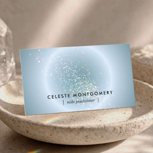 Carte De Visite Guérisseur Reiki Celestial Glow Bleu Poussiéreux M