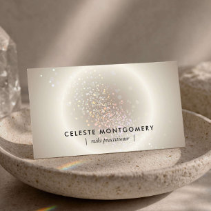 Carte De Visite Guérisseur Reiki Celestial Glow Champagne Or Moder