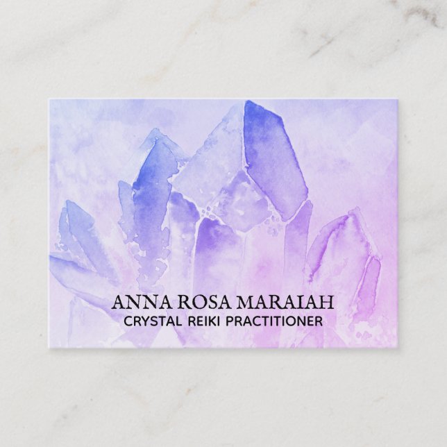 Carte De Visite *~* Guérisseur Reiki Yoga Crystal Healer Amethyst (Devant)