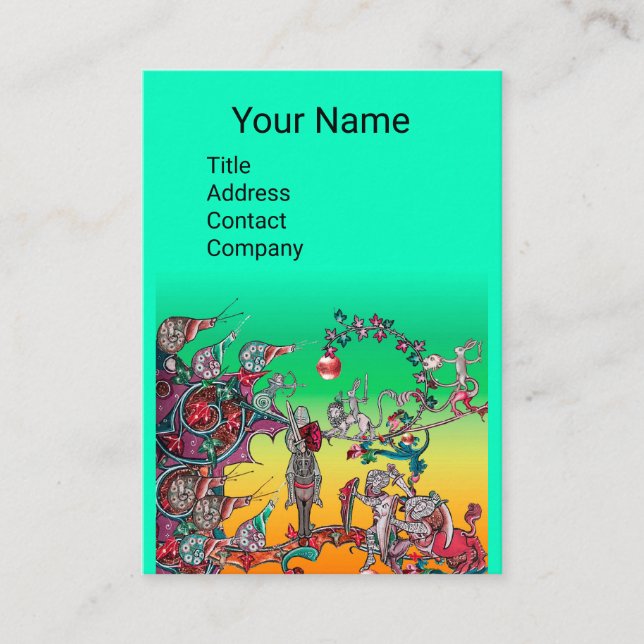 CARTE DE VISITE GUERRE BESTIAIRE MÉDIÉVALE, CHEVALIERS, ESPACES GÉ (Devant)