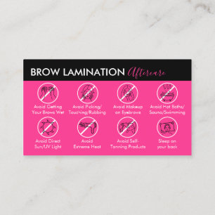 Carte De Visite Guide d'après-soins Neon Pink Brow Lamination