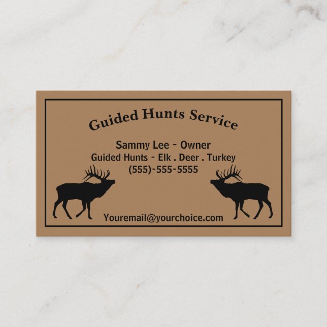 Carte De Visite Guide de chasse en plein air Service Professionnel (Devant)