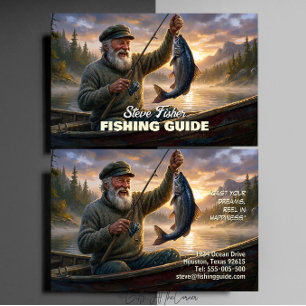 Carte De Visite Guide de pêche Pêcheur Poisson Lac Océan