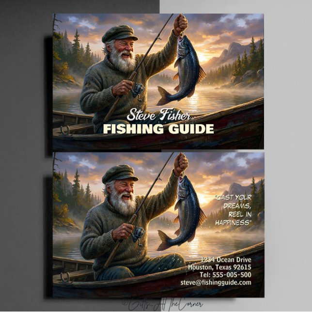 Carte De Visite Guide de pêche Pêcheur Poisson Lac Océan (Créateur téléchargé)