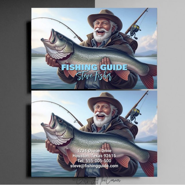 Carte De Visite Guide de pêche Pêcheur Poisson Lac Océan (Créateur téléchargé)
