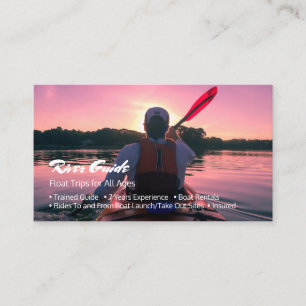Carte De Visite Guide de rivière, Kayak au coucher du soleil, Prof