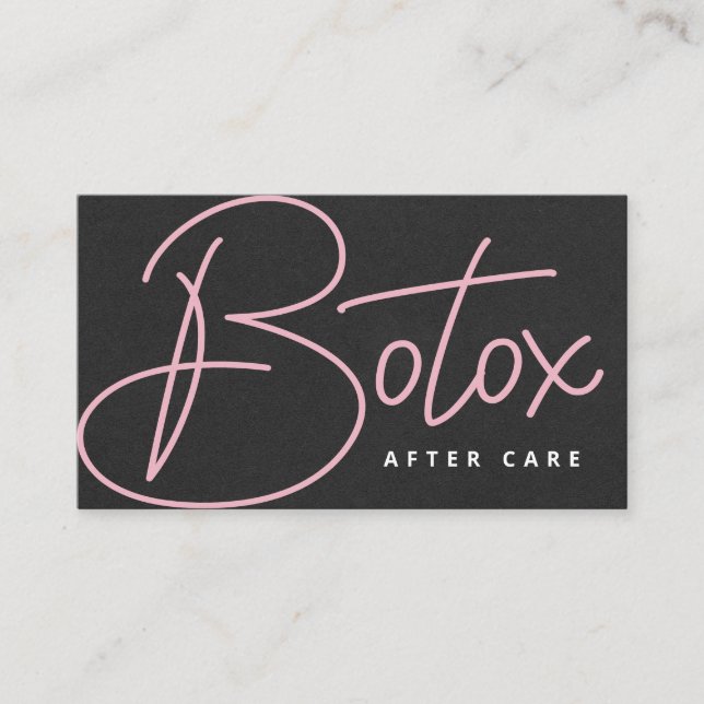 Carte De Visite Guide de soins après Botox Glam Black Pink Script (Devant)
