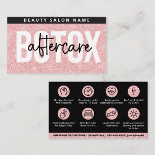 Carte De Visite Guide de soins après Botox Sparkle Pink Glam