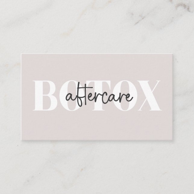 Carte De Visite Guide de soins après Botox Taupe Minimal (Devant)
