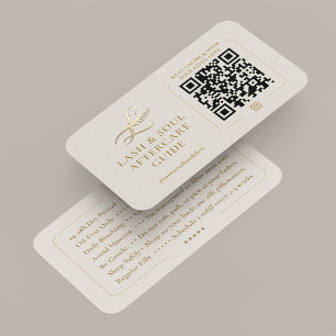 Carte De Visite Guide de soins après extensions de cils minimales 