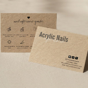 Carte De Visite Guide de soins après Ongles Acryliques – Kraft Min