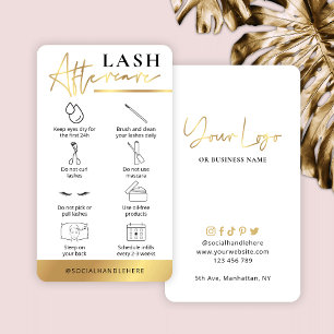 Carte De Visite Guide de soins postérieurs Lashes White & Gold Las