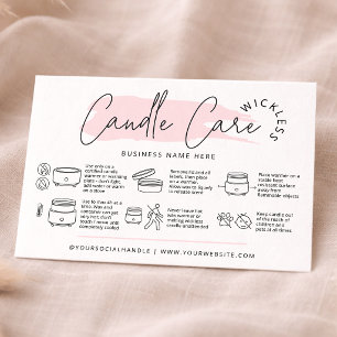 Carte De Visite Guide d'instructions de soin de bougie sans mèche 