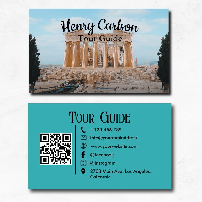 Carte De Visite Guide du voyage Agent de voyage Turquoise Code QR (Créateur téléchargé)