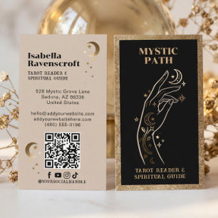 Carte De Visite Guide Spirituel Tarot Main Céleste Noir Or