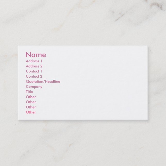 Carte De Visite Guingan rose (Devant)