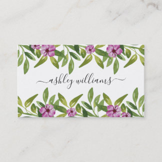 Carte De Visite Guirlande aquarelle calligraphie florale manuscrit