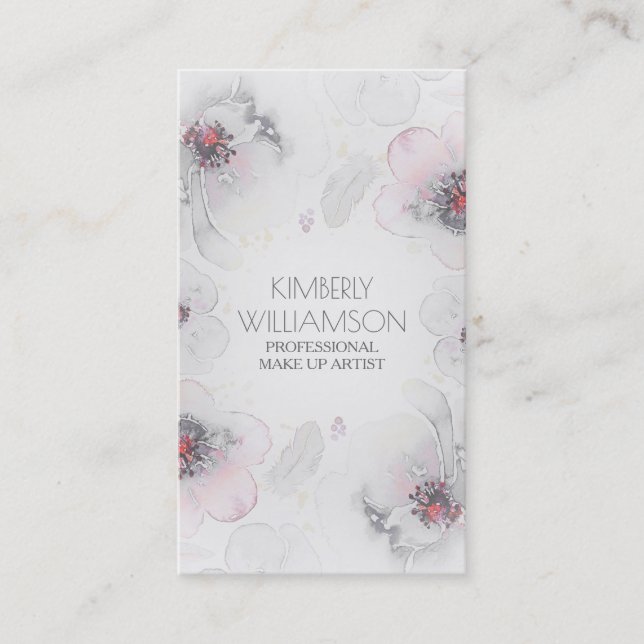 Carte De Visite Guirlande florale de plume de Boho d'aquarelle (Devant)