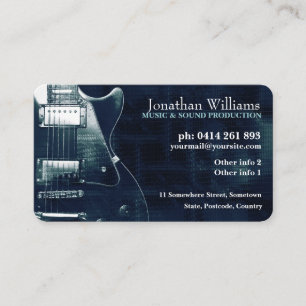 Carte de visite GUITAR Bleu sarcelle métallisé