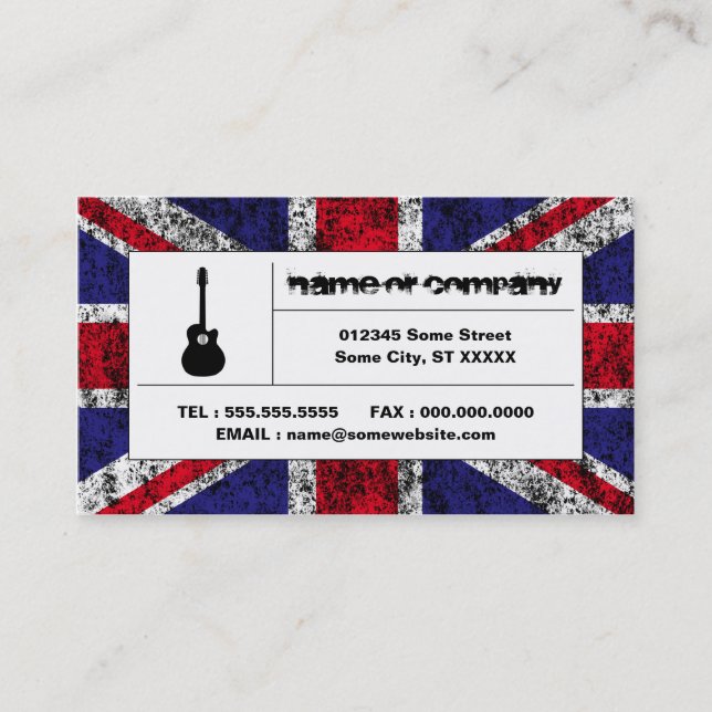 Carte De Visite guitare acoustique britannique (Devant)