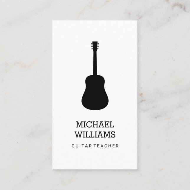 Carte De Visite Guitare acoustique de musicien minimaliste (Devant)