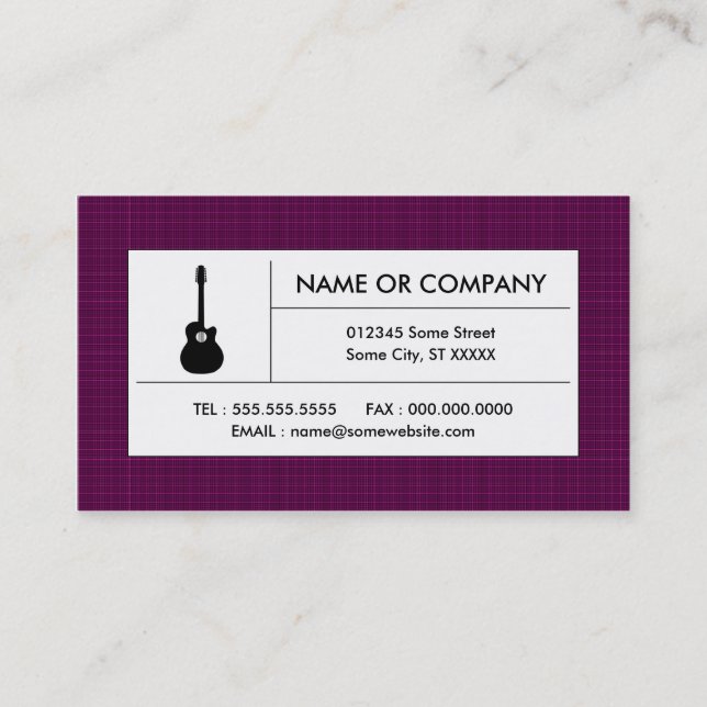 Carte De Visite guitare acoustique plaid (Devant)
