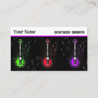 Carte De Visite Guitare colorée Trio Musique Instructeur Guitarist