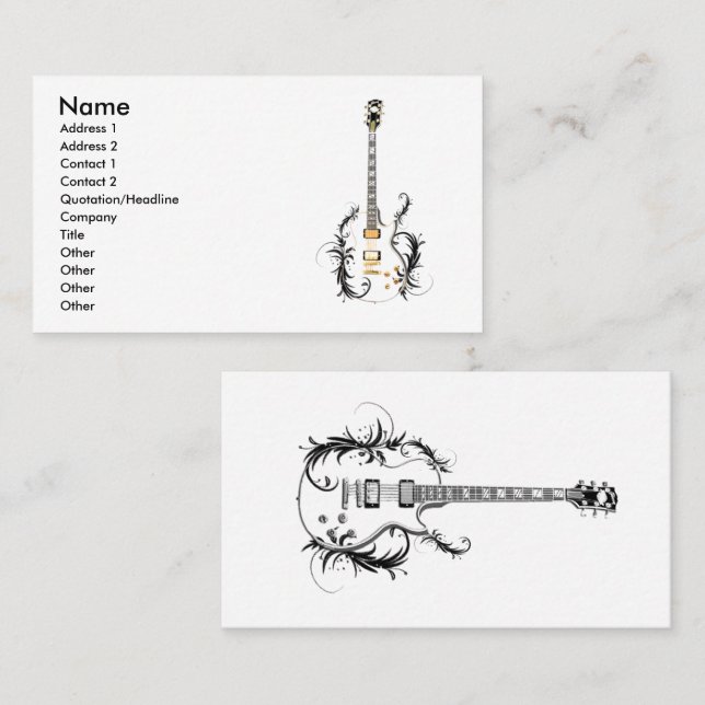 Carte De Visite Guitare de fleur (Devant / Derrière)
