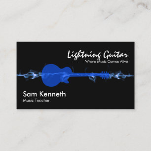 Carte De Visite Guitare Electric Blue Wave Lightning