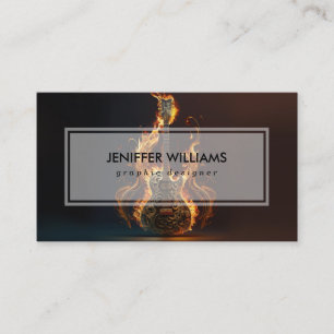 Carte De Visite Guitare électrique en feu