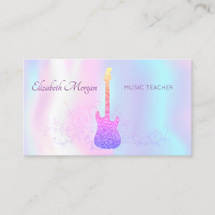 Carte De Visite Guitare élégante à paillettes, professeur de musiq