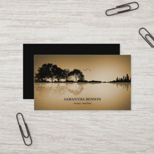 Carte De Visite Guitare élégante Musique d'ombre de lac Paysage Am
