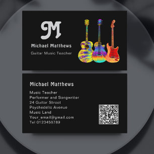 Carte De Visite Guitare Enseignant QR Code personnalisé