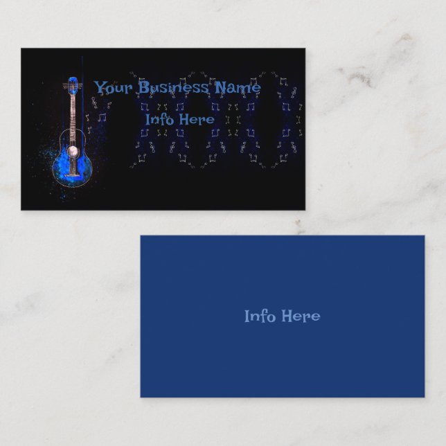Carte De Visite Guitare et notes musicales (Devant / Derrière)