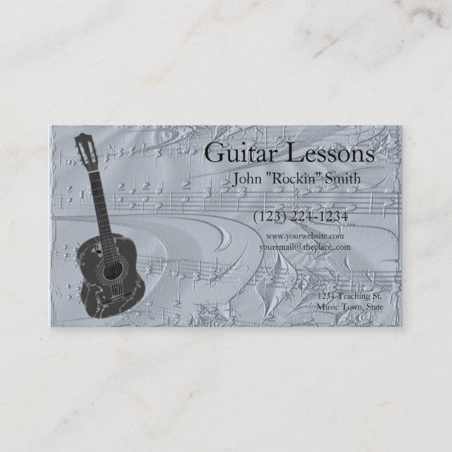 Carte De Visite Guitare et notes musicales incorporées (Devant)