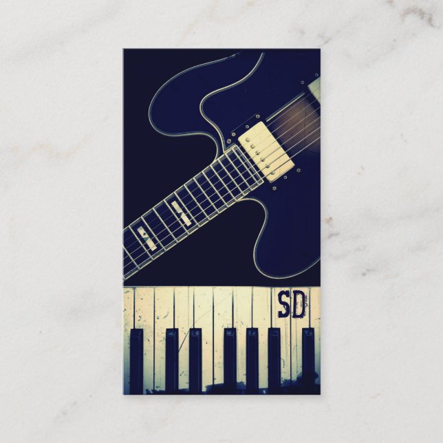 Carte De Visite Guitare grunge personnalisée de clavier de piano (Devant)