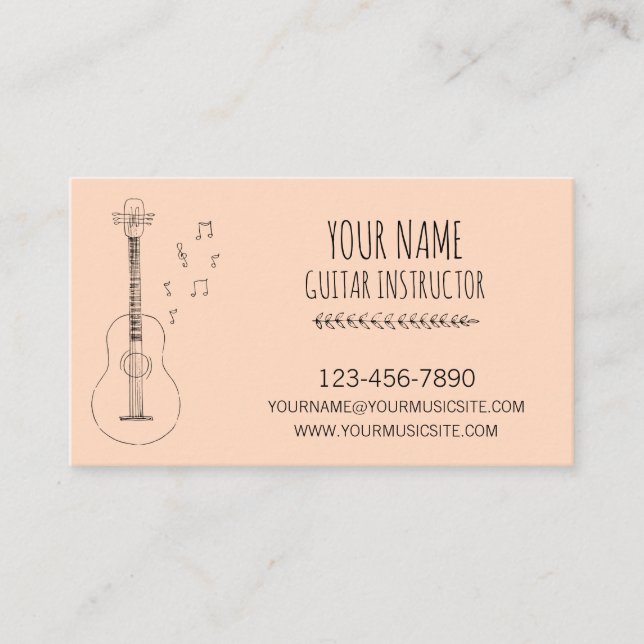 Carte De Visite Guitare Instructeur Guitariste Musicien Profession (Devant)