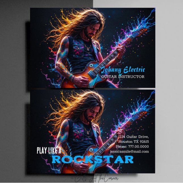 Carte De Visite Guitare Instructeur Rock Star (Créateur téléchargé)